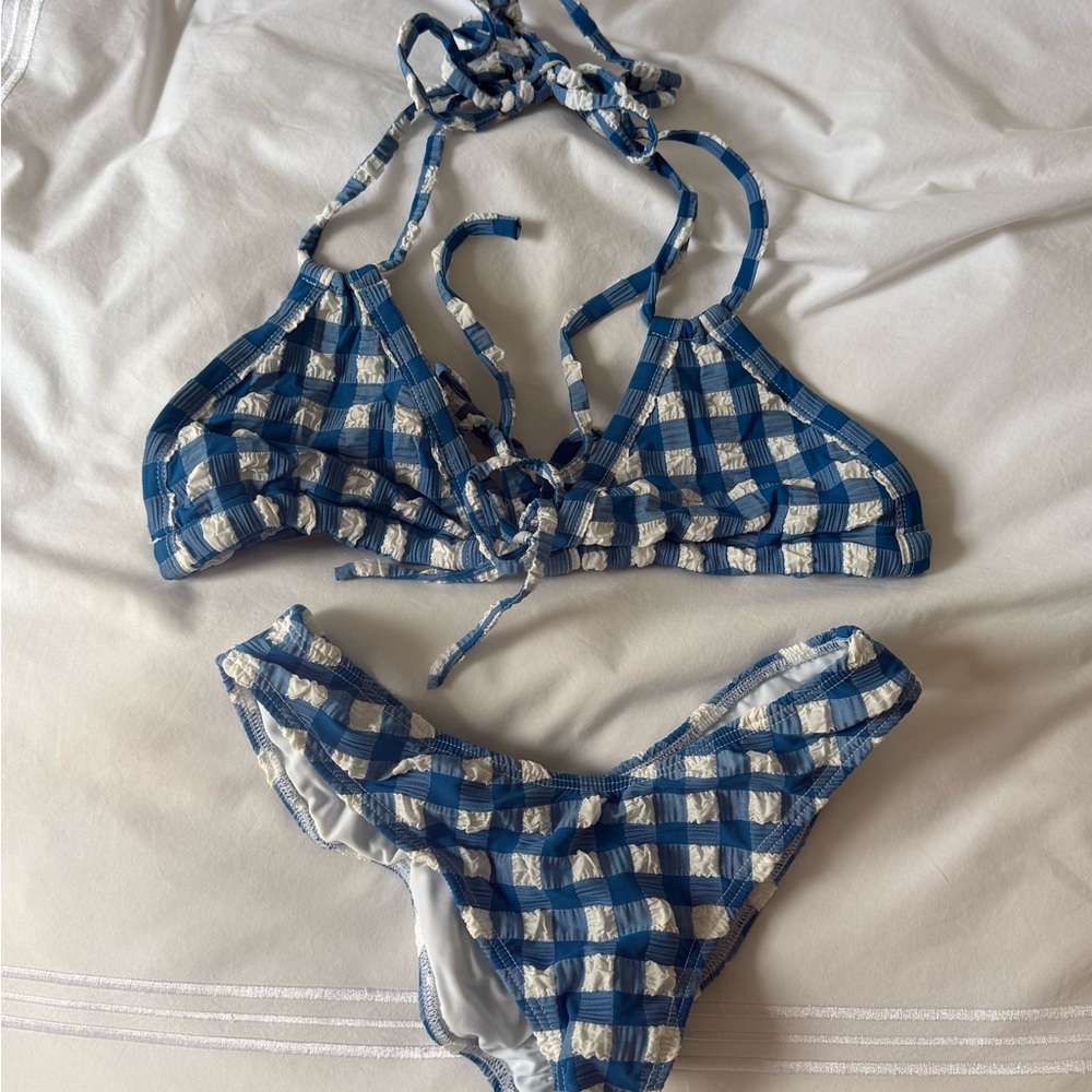 Blue and White Gingham Bikini